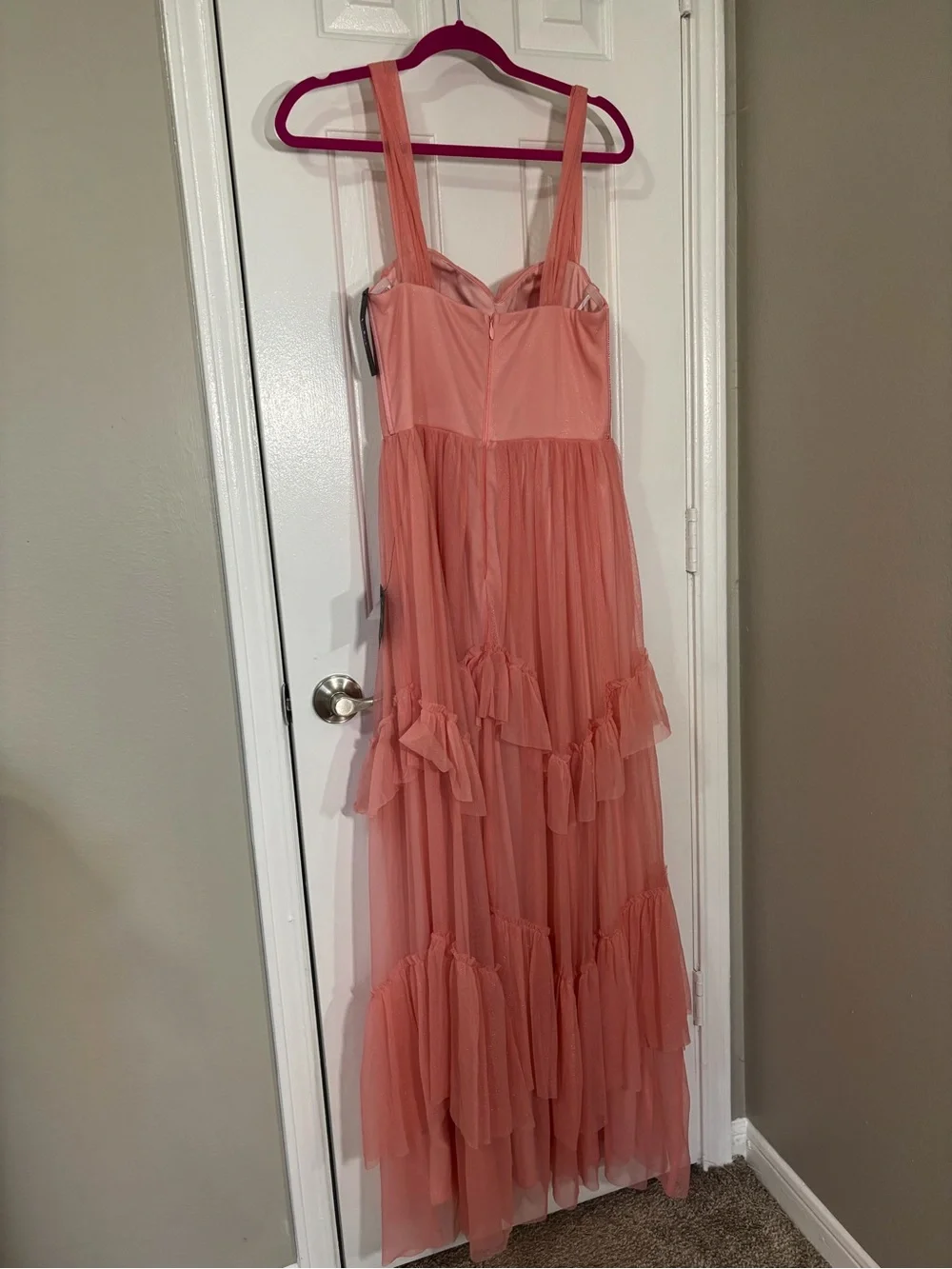 Lulu's Peach Pink Tiered Tulle Dress - Picture 5 of 7
